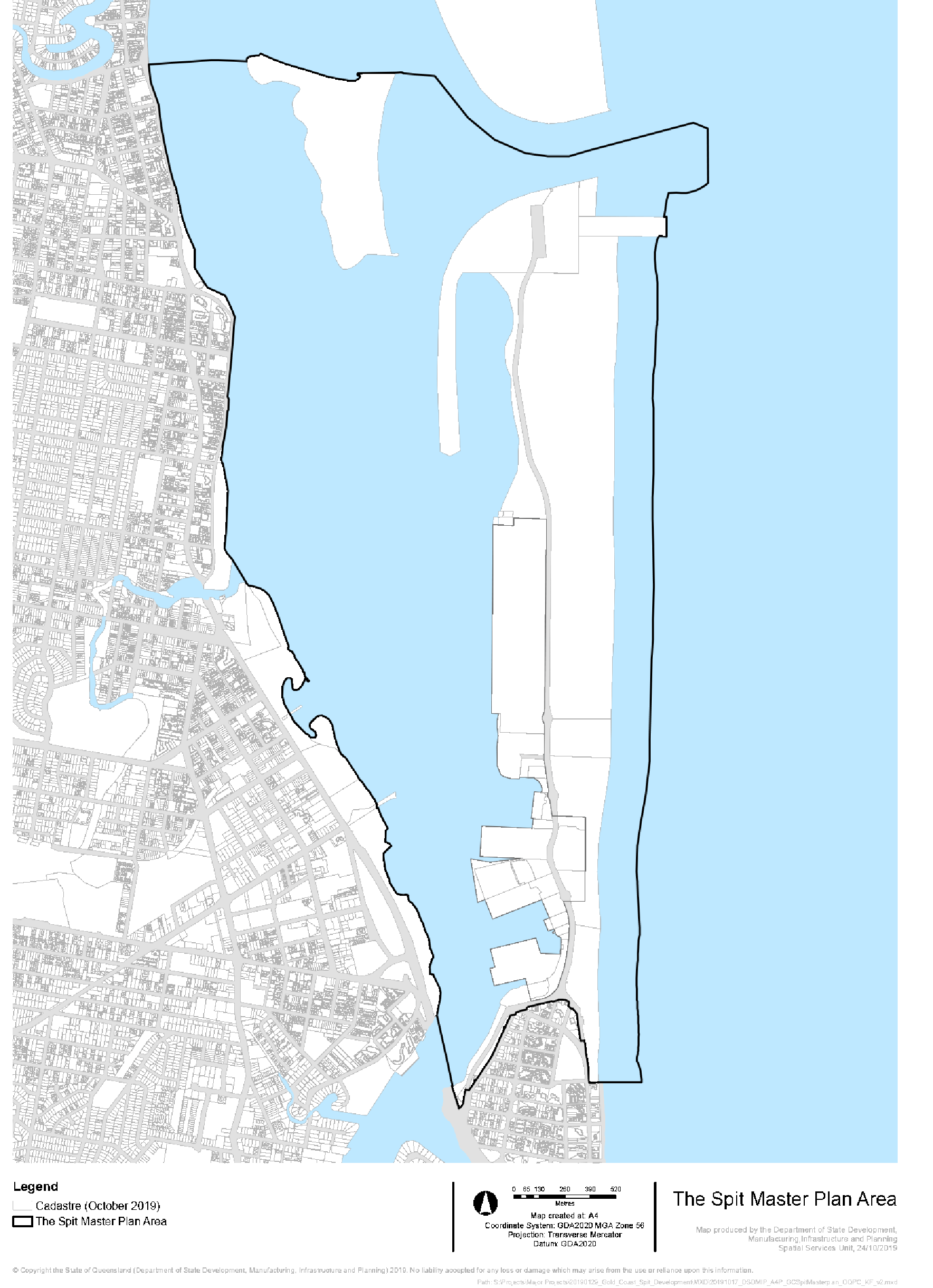 map of the Spit master plan area