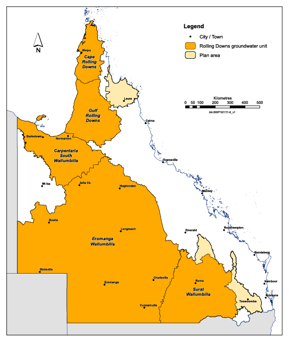 Map of Rolling Downs groundwater unit