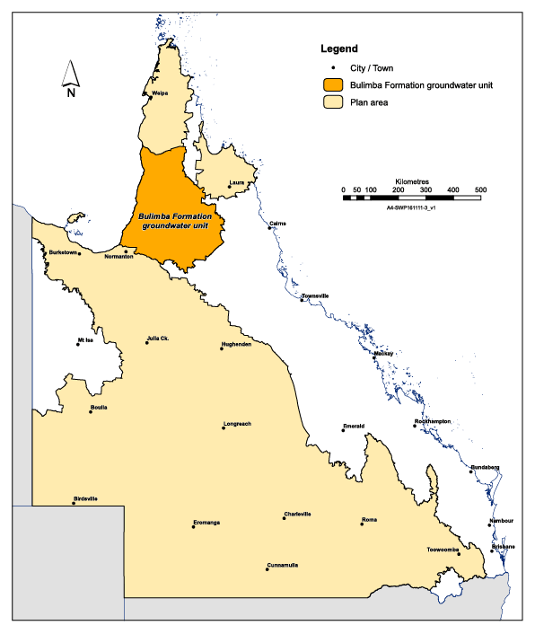 Map of Bulimba Formation groundwater unit