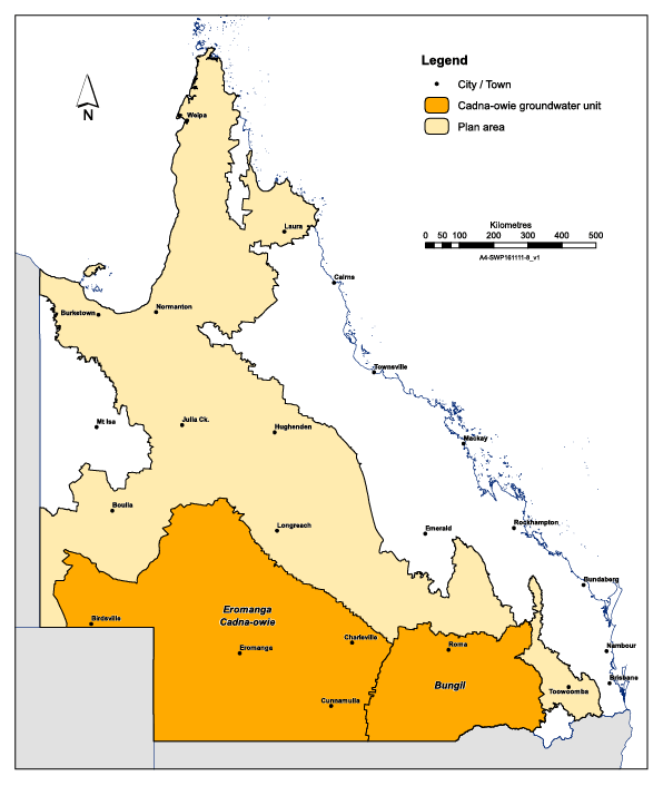 Map of Cadna-owie groundwater unit