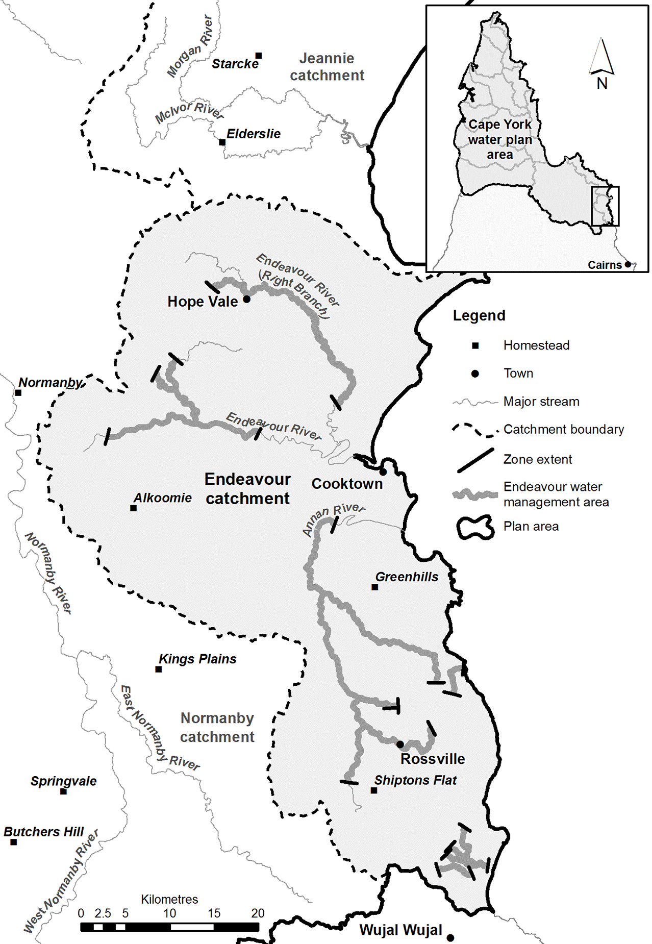 Map showing Endeavour water management area