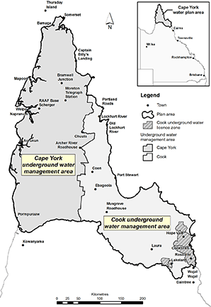 Map showing underground water management areas