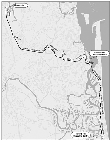 Gold Coast light rail map