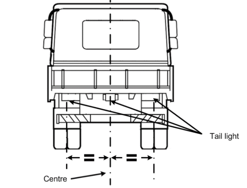 Example of position of pair of tail lights fitted to vehicle