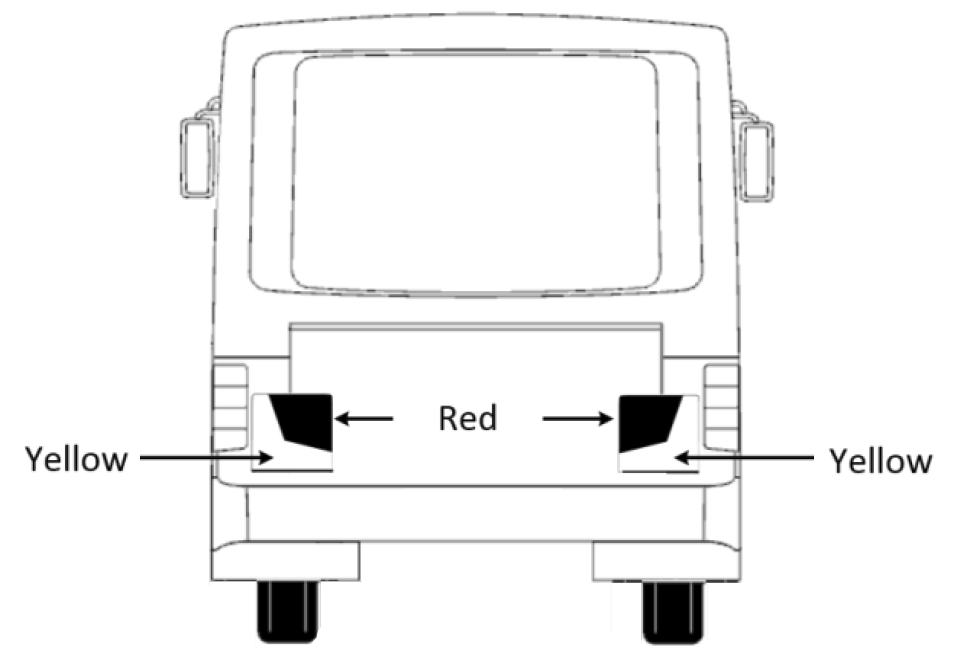 Example of rear marking plates fitted to motor vehicle