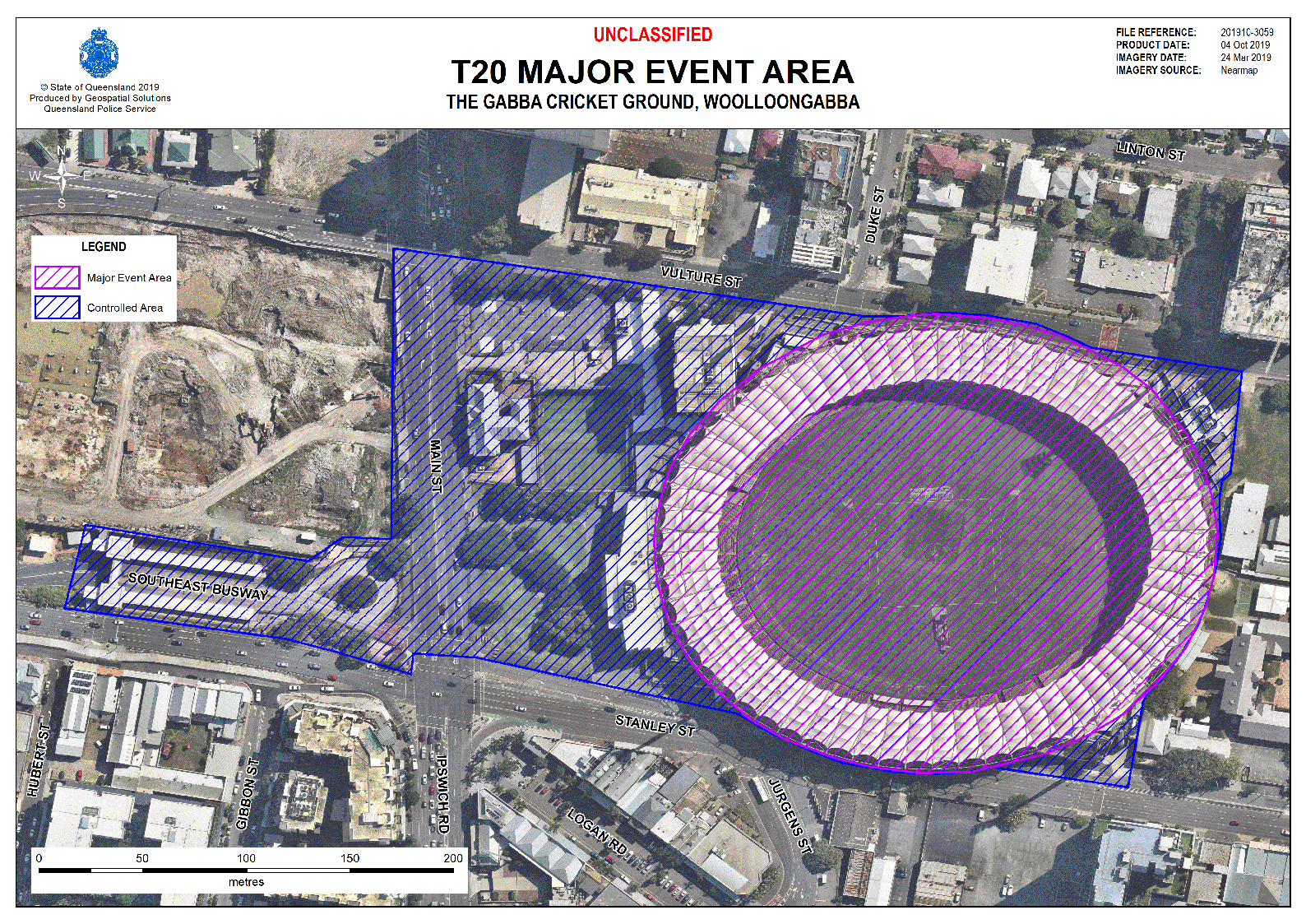 Map of the Brisbane Cricket Ground