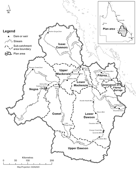 map of sub-catchment areas