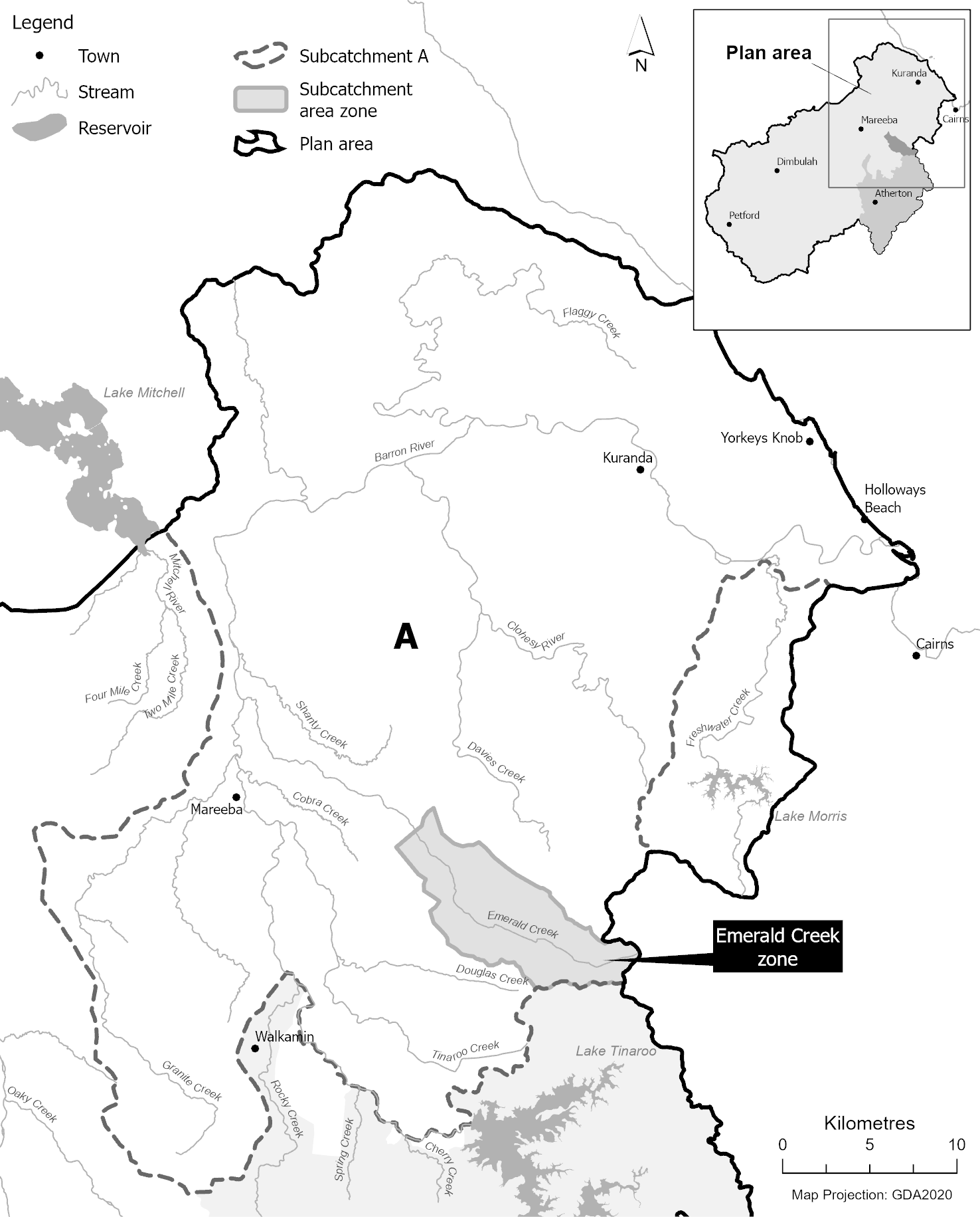 subcatchment area zone for subcatchment area A