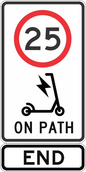 End personal mobility device speed limit sign
