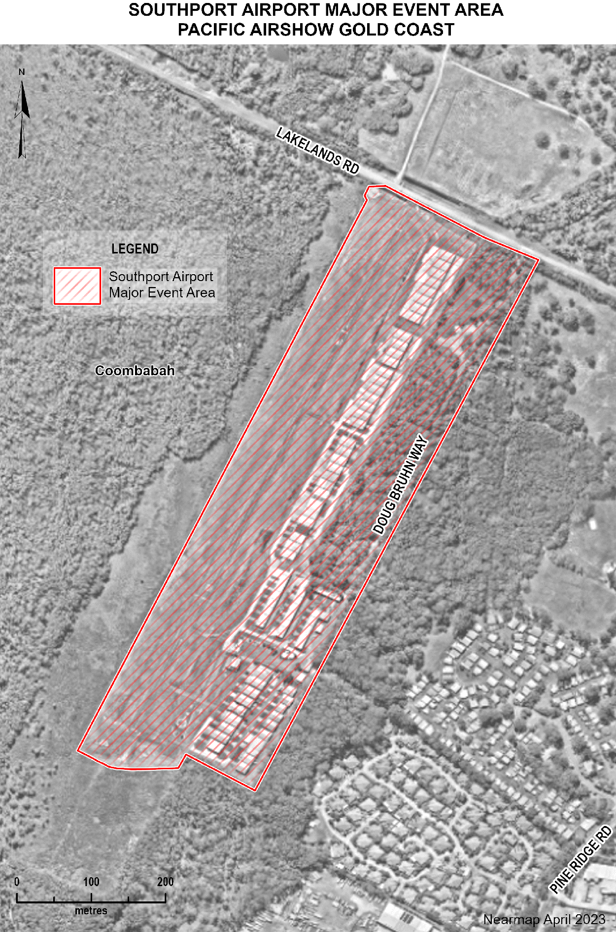 map of Southport airport major event area