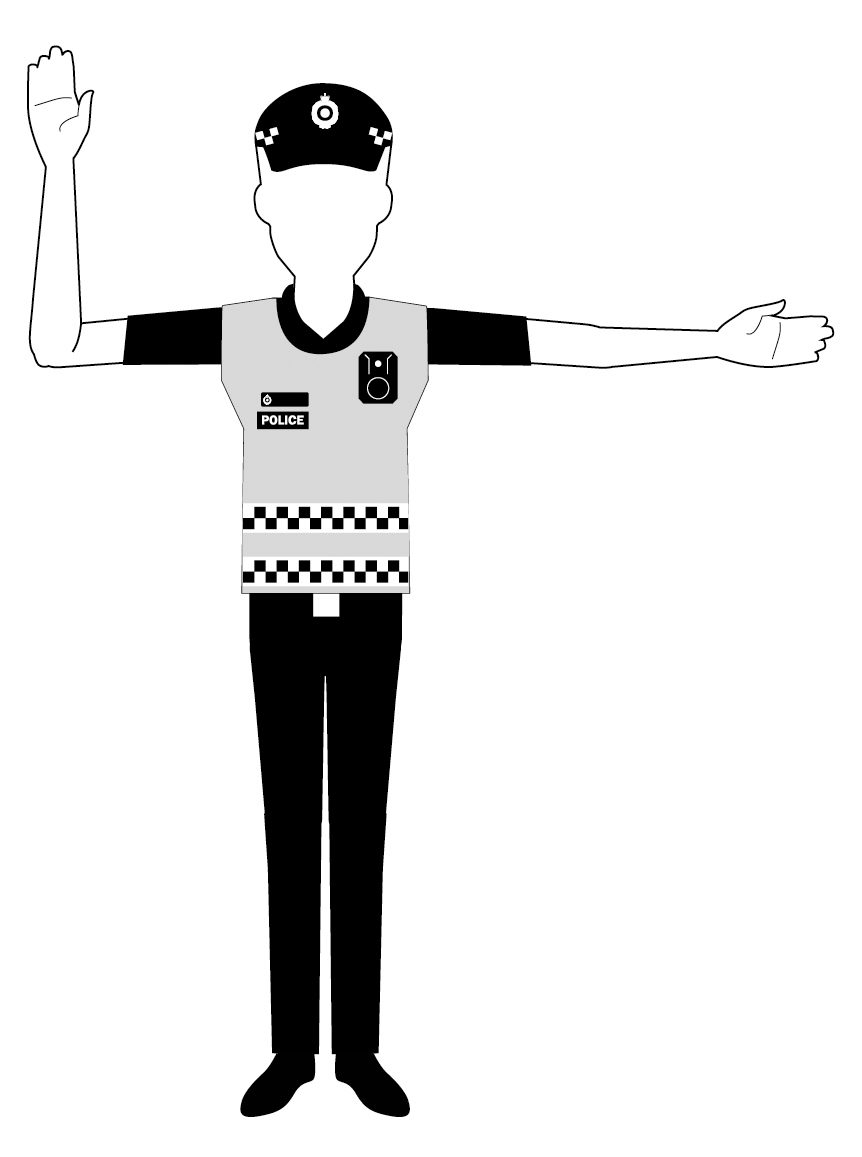 traffic signal to stop for person facing signal from front and rear