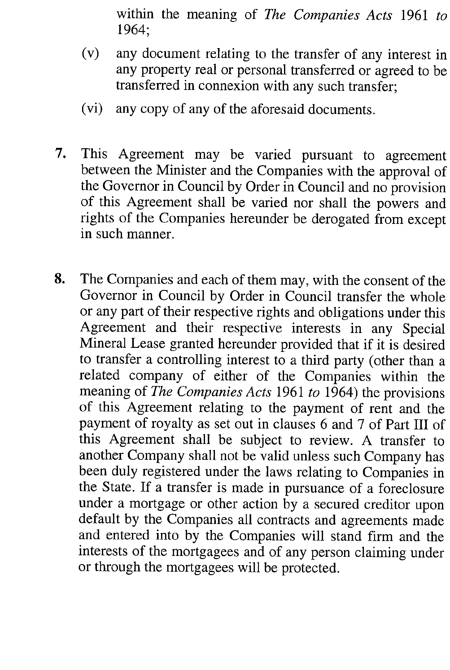 scan of agreement text