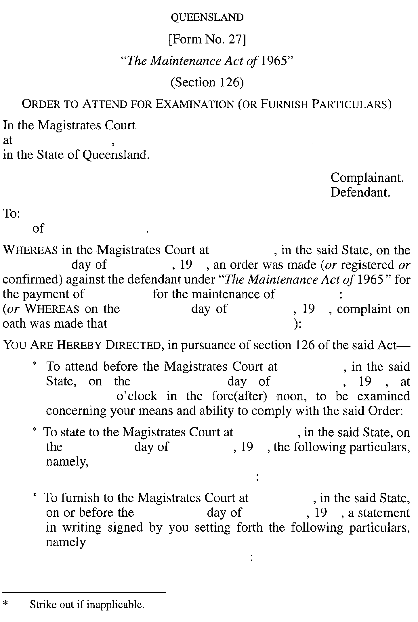 Form No. 27 page 1